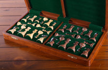 Load image into Gallery viewer, Large 18" Folding Magnetic Golden Rosewood/Maple Chess Set in Leatherette Case
