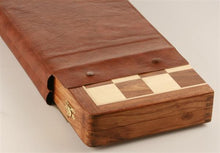 Load image into Gallery viewer, Large 18" Folding Magnetic Golden Rosewood/Maple Chess Set in Leatherette Case
