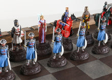 Load image into Gallery viewer, Medieval Metal Crusades Chess Set and Board
