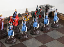 Load image into Gallery viewer, Medieval Metal Crusades Chess Set and Board
