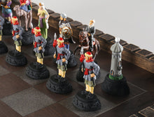 Load image into Gallery viewer, Medieval Metal Crusades Chess Set and Board
