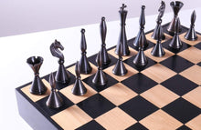 Load image into Gallery viewer, Metal Art Deco Chessmen on Storage Chest
