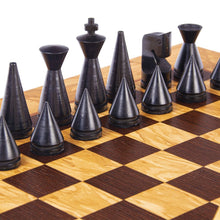 Load image into Gallery viewer, Modern Style Olive Burl Chess Set - 16"
