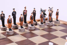 Load image into Gallery viewer, Pearl Harbor Chess Pieces on Beech Chest
