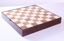 Load image into Gallery viewer, Pearl Harbor Chess Pieces on Walnut and Maple Chest
