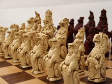 Load image into Gallery viewer, Royal Beasts Chess Pieces by Berkeley - Cardinal Red
