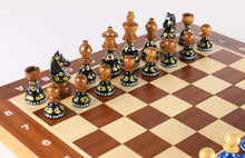 Load image into Gallery viewer, Sydney Gruber Painted 16" Folding Tournament Chess Set in German Design
