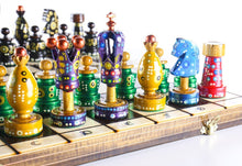 Load image into Gallery viewer, Sydney Gruber Painted 20" Large King's Inlaid Chess Set #3

