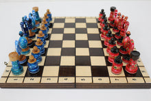 Load image into Gallery viewer, Sydney Gruber Painted 20" Large King's Inlaid Chess Set #4
