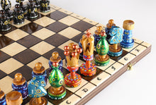 Load image into Gallery viewer, Sydney Gruber Painted 20" Large King's Inlaid Chess Set #7 in Multi-color and Black
