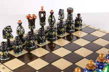 Load image into Gallery viewer, Sydney Gruber Painted 20" Large King's Inlaid Chess Set #7 in Multi-color and Black
