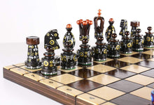 Load image into Gallery viewer, Sydney Gruber Painted 20" Large King's Inlaid Chess Set #7 in Multi-color and Black
