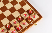 Load image into Gallery viewer, Sydney Gruber Painted 20" Tournament No 6 Chess Set in Red &amp; Black
