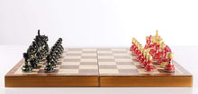 Load image into Gallery viewer, Sydney Gruber Painted 20" Tournament No 6 Chess Set in Red &amp; Black
