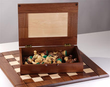 Load image into Gallery viewer, Walnut Maple Premium Hardwood Chess Box with Framed Inset
